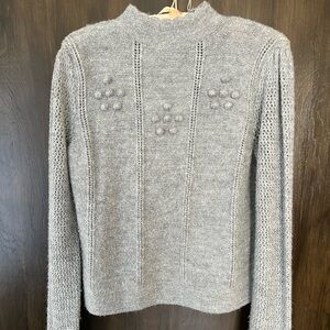 LC Lauren Conrad Gray Cowl Neck Sweater with Ribbed Knit